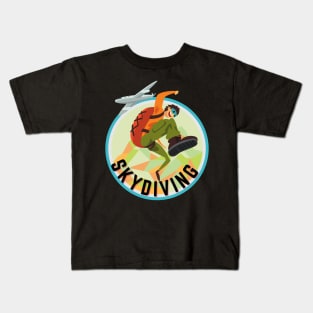 Skydive in Cool Retro Classic Colors With Distressed Text Kids T-Shirt